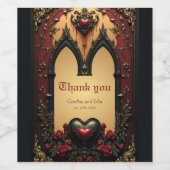 金色のアクセント、赤いバラ、そしてハート: ワインラベル (シングルラベル)