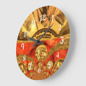 金色のアフリカ伝統的の色 ラージ壁時計 (傾斜)