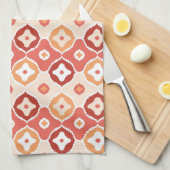 金色のイカットの幾何パターン キッチンタオル (四つ折り)