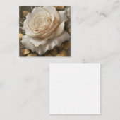 金色のエッジを持つ白いバラのアートワーク エンクロージャーカード (正面/裏面)