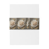 金色のエッジを持つ白いバラのアートワーク 招待状ベリーバンド (裏面例)