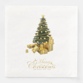 金色のオーナメントとギフトのクリスマスツリー