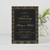金色のオーナメントフレーム ブラック 50周年結婚記念日 招待状 (スタンド正面)
