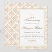 金色のオーナメントフレーム 50周年結婚記念日 招待状 (正面/裏面)