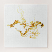 金色のカウボーイの馬上絵  ジグソーパズル (横)