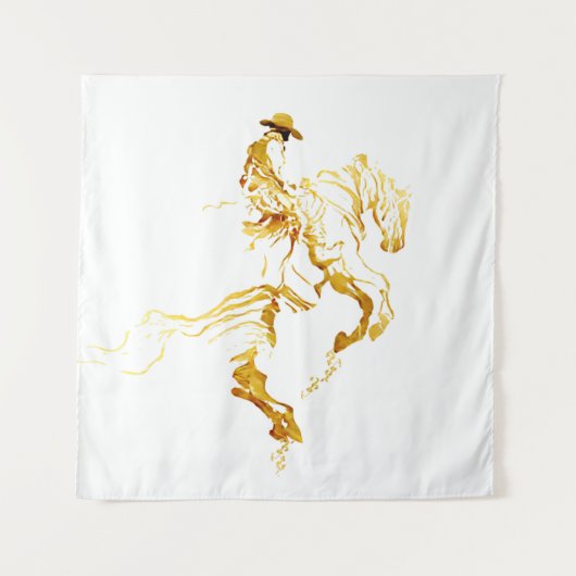金色のカウボーイの馬上絵 タペストリー (正面)