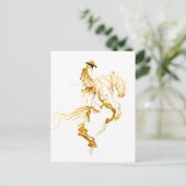 金色のカウボーイの馬上絵 ポストカード (スタンド正面)