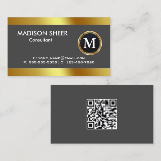 金色のカスタムグラデーションの黒の上品なロゴ 名刺 (正面/裏面)