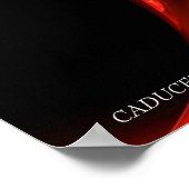 金色のカドゥケウスと赤いフラクタルローズの7つのチャクラ ポスター (角)