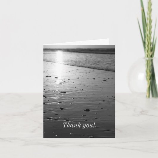 金色のガラス色の砂のグレースケールサンキューカード サンキューカード (正面)
