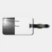 金色のガラス色の砂のグレースケール ラゲッジタグ (裏面横)