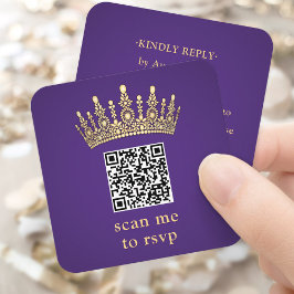 金色のクラウン ダークパープル キンセニョーラ スキャンしてね QR RSVP エンクロージャーカード