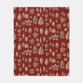 金色のクリスマスの装飾 フリースブランケット (正面)