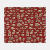 金色のクリスマスの装飾 フリースブランケット (正面(横))