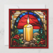 金色のクリスマスキャンドルフェイクステンドグラス (正面)