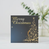 金色のクリスマスツリーのブルークリスマス 招待状 (スタンド正面)