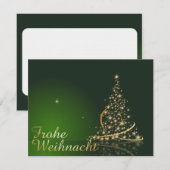 金色のクリスマスツリーの緑のクリスマスモチーフ 招待状 (正面/裏面)
