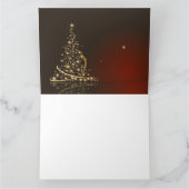金色のクリスマスツリーの赤いクリスマスモチーフ カード (内部)