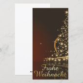金色のクリスマスツリーの赤いクリスマスモチーフ シーズンカード (正面/裏面)