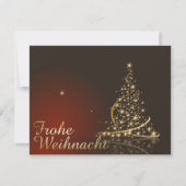 金色のクリスマスツリーの赤いクリスマスモチーフ 招待状 (正面)