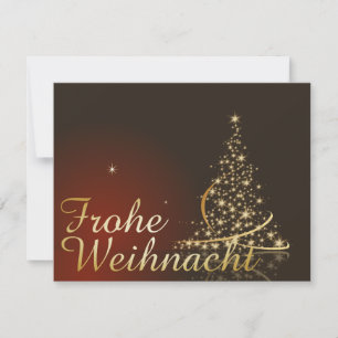 金色のクリスマスツリーの赤いクリスマスモチーフ 招待状