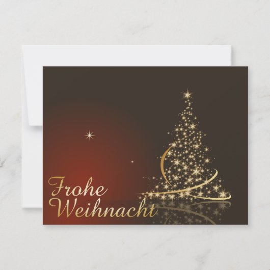 金色のクリスマスツリーの赤いクリスマスモチーフ 招待状 (正面)