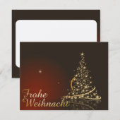 金色のクリスマスツリーの赤いクリスマスモチーフ 招待状 (正面/裏面)