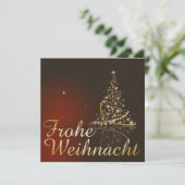 金色のクリスマスツリーの赤いクリスマスモチーフ 招待状 (スタンド正面)