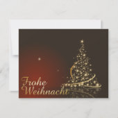 金色のクリスマスツリーの赤いクリスマスモチーフ 招待状 (正面)
