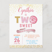 金色のグリッターが輝く2つのスイートドーナツ 女の子の2歳の誕生日 ポストカード (正面)