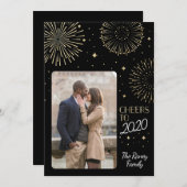 金色のグリッター花火 お正月 シーズンカード (正面/裏面)