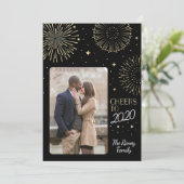 金色のグリッター花火 お正月 シーズンカード (スタンド正面)