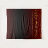 金色のコンフェッティでおめでとう! 黒と赤の背景 タペストリー (正面(横))