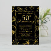 金色のサプライズ 50周年記念結婚式 箔招待状 (立ち正面)