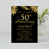 金色のサプライズ 50周年記念結婚式 箔招待状 (立ち正面)