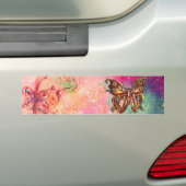 金色のスパークルで輝く蝶 バンパーステッカー (車上)