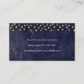 金色のスポットパターンを持つシックなブルーのテクスチャ 名刺 (裏面)