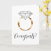 金色のダイヤモンドの結婚指輪 おめでとう カード (黄色い花)