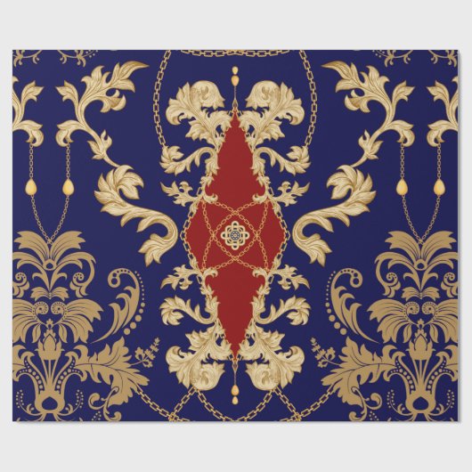 金色のダマスクの継ぎ目のない模様。ヴィンテージインディアン壁 ラッピングペーパー (フラット)