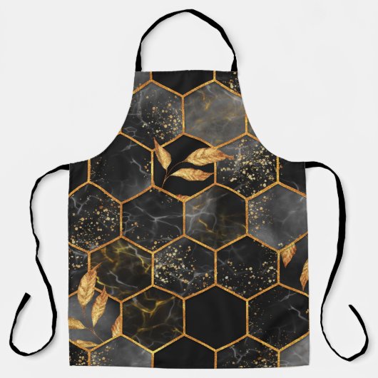 金色のテクスチャを持つ大理石六角葉テクスチャ エプロン (正面)