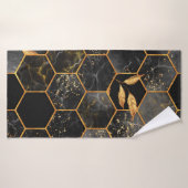 金色のテクスチャを持つ大理石六角葉テクスチャ バスタオル (バスタオル)