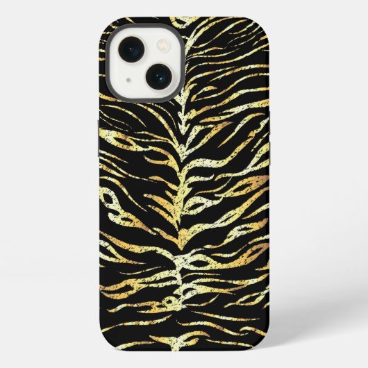 金色のトラの縞模様デザイン iPhoneケース (裏面)