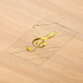 金色のト音記号大理石模様 アクリル招待状 (レイダウン)