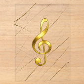 金色のト音記号大理石模様 アクリル招待状 (正面)
