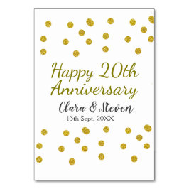 金色のドットがきらきらと輝く幸せな20周年結婚記念日 テーブルナンバー