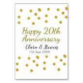 金色のドットがきらきらと輝く幸せな20周年結婚記念日 テーブルナンバー (裏面)