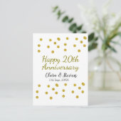 金色のドットがきらきらと輝く幸せな20周年結婚記念日 ポストカード (スタンド正面)