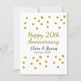 金色のドットがきらきらと輝く幸せな20周年結婚記念日 ポストカード