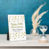 金色のドットがきらきらと輝く、幸せな20周年結婚記念日 フォトプラーク (側面)
