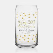 金色のドットがきらめくハッピー20周年記念結婚記念日 ガラス缶 (裏面)